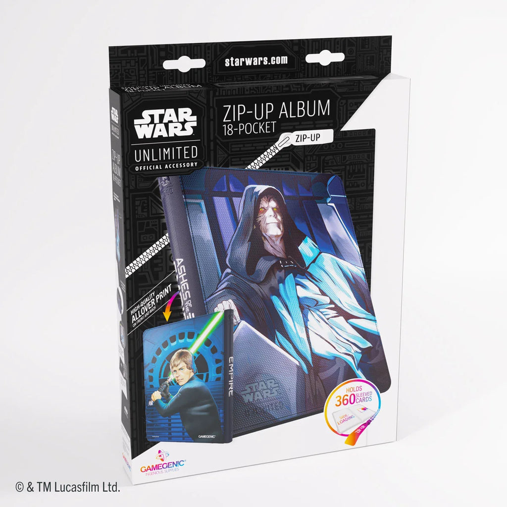 Gamegenic Star Wars: Unlimited Ashes of the Empire Zip-Up Album 18-Pocket Jedi Luke Skywalker / Emperor Palpatine
