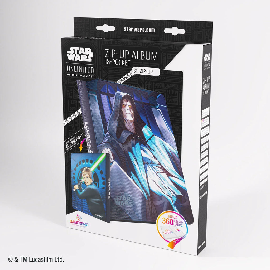 Gamegenic Star Wars: Unlimited Ashes of the Empire Zip-Up Album 18-Pocket Jedi Luke Skywalker / Emperor Palpatine